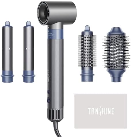 TANSHINE Blow Dryer Brush Set,Hair Dryer Brush with 110,000 RPM High-Speed Negative Ionic Hair Dryer,5 in 1 Hot Air Styler, Blow Dryer for Fast Drying Curling Volumizing Straightening Styling by TANSHINE