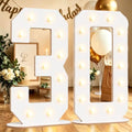 Pooqla 30th Birthday Decorations, 17.3 in White Wooden Light Up Numbers by Pooqla