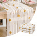 Artoid Mode Yellow Flower Pearl White Gauze Table Runner 10FT 3PC, Seasonal Sheer Dining Holiday Wedding Birthday Baby Shower Table Decor for Home Party by ArtoidMode