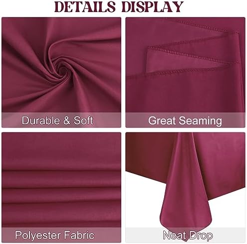 4 Pack Rectangle Tablecloth 60x102 Inch Burgundy Washable Polyester Table Cover for Wedding Dining Table Buffet Parties Banquet Decoration（Burgundy） - Image 4