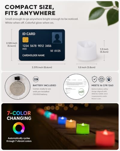 Homemory 50-Pack 7-Color Changing Flameless Tea Light Candles, 200+ Hours - Image 2