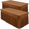Shillance 2 Packs Brown Spandex Tableclothes for 4 Foot Rectangle Table, Spandex Table Covers 4FT Stretch Table Skirts Wrinkle Free Fitted Table Cloth for Event, Wedding, Banquet & Parties by Shillance