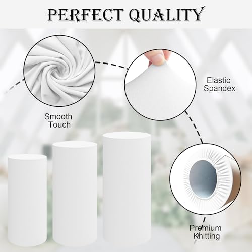 SaitiMade Set of 5 - White Cylinder Pedestal Stand Covers - Image 3