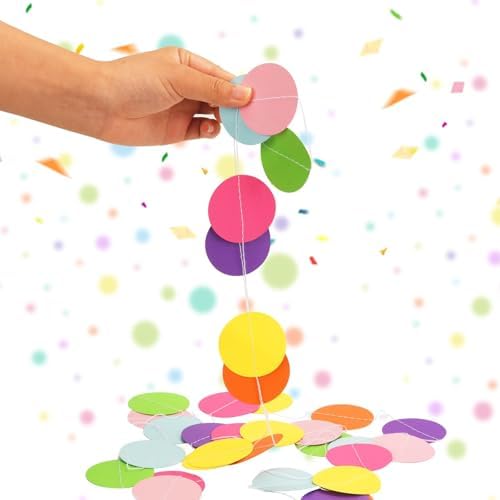 AhfuLife 3 Packs Colorful Polka Dot Garland, 35.4 Ft Polka Paper Circle String Banner with 99 Dots, Hanging Rainbow Dots Party Garlands Decor for Birthday Wedding Classroom Supplies - Image 3