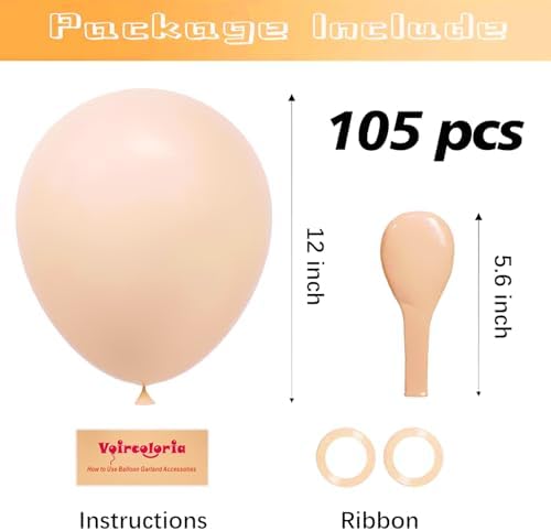 Voircoloria 105pcs Blush Party Latex Balloons, 12inch - Image 2