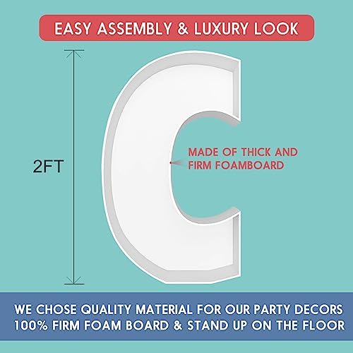 2FT DIY Mosaic Balloon Letter C Frame, Fillable Party Backdrop Decor - Image 2