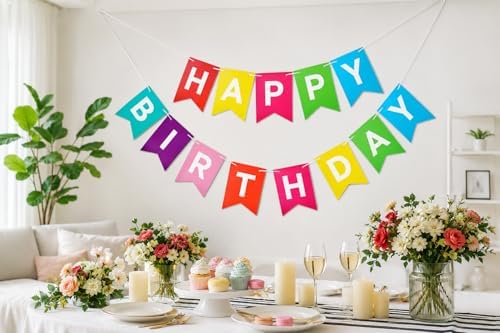 Letjolt Colorful Happy Birthday Banner Kids Party Signs 13 Pcs - Image 3