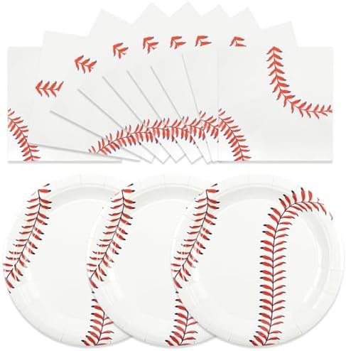 50pcs Baseball Plates and Napkins Party Supplies, 7Inch by Unknown