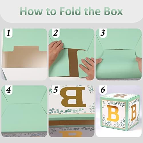 Voircoloria Baby Boxes with Letters, Sage Green,4 Transparent Balloon Boxes - Image 7