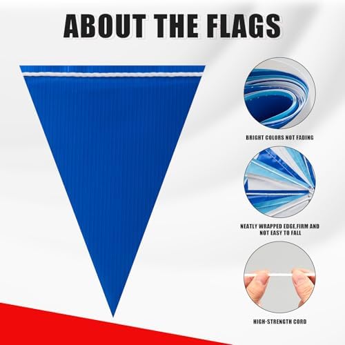 Safety Warning Pennant Banner Flags(Dark/Light Blue+White, 135pcs,315FT) - Image 5