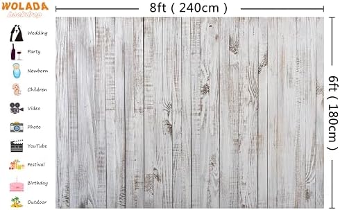 8x6FT Vintage Wood Backdrop Retro Rustic White Gray Wooden Floor Backdrops for Photography Kids Adult Photo Booth Video Shoot Vinyl Studio Prop 11890 - Image 3