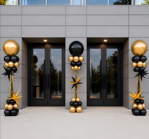 Blueweenly 3 Sets Black and Gold Column Stand Kit, Roaring Halloween Decor - Image 4