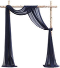 Floroom Wedding Arch Draping Fabric 2 Panels 20Ft Navy Blue Chiffon Fabric Drapes Arbor Drapery Wedding Ceremony Reception Swag Decorations by Floroom