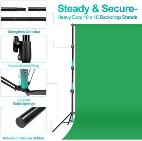 EMART Photography Lighting Kit with 10x10Ft Heavy Duty Backdrop Stand Kits - Image 2