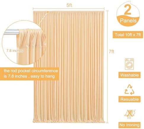 Dark Champagne Backdrop Curtain for Parties Wedding Baby Shower Wrinkle Free Photo Curtains Backdrop Drapes Fabric Decoration for Bridal Shower 5ft x 7ft,2 Panels - Image 5