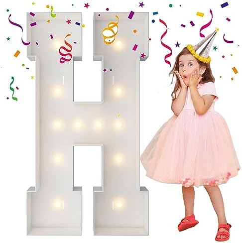 4FT Marquee Letters, Large Light Up Letters H for Hoco Party Decor by MerryMosaics
