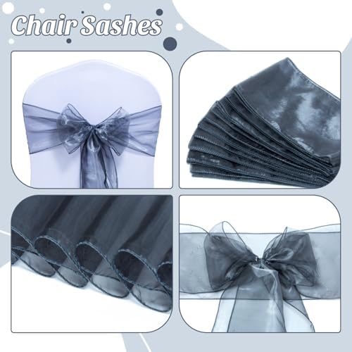 Pack of 200 Organza Chair Sashes for Wedding & Event Décor – Silver Grey - Image 4