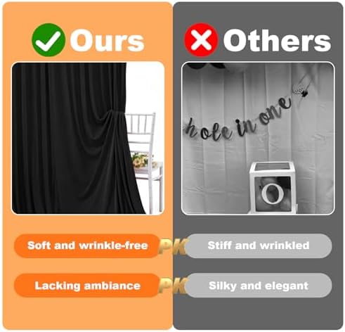 Black Backdrop Curtain - 20x10FT Back Drop Curtains for Parties Wrinkle-Free Soft Polyester Photo Backdrop Wedding Decorations Photoground Backdrop Stain-Resistant for Back Drop Stand, 4 Panels - Image 5