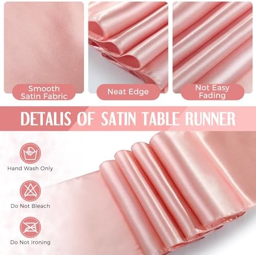 Breling 8 Pack White and Rose Gold Tablecloths and Satin Runners Set - Image 4