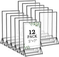Floroom 12 Pack 5x7 Inch Clear Acrylic Sign Holders, Black Border Double-Sided Vertical Picture Frames & Display Stands for Table Numbers, Photos, Menus, Flyers, Weddings, Parties & Events by Floroom