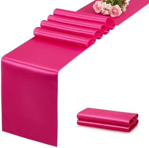 Hot Pink Satin Table Runner, 12x108 Inches, 12 Pack by VCUSUELER