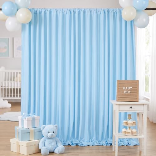 Baby Blue/Light Blue Backdrop Curtains 20ftx10ft Polyester Photo Drapes - Image 2