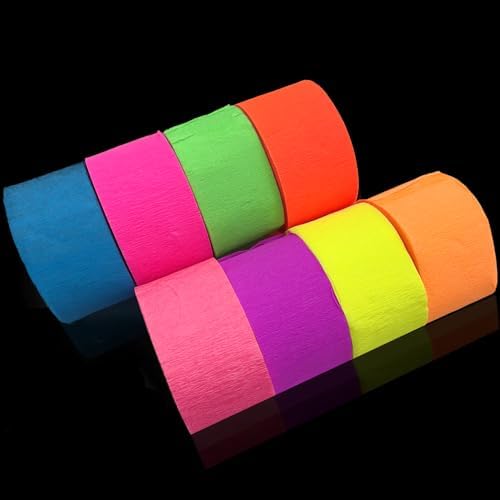 888 Feet Neon Glow Streamer Decorations - UV Reactive Fluorescent Neon Paper Streamers for Glow in The Dark Parties by WELITTCON