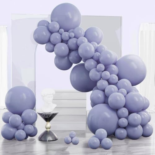 PartyWoo Dusty Blue Balloons 140pcs Boho Dusty Purple Muted Lavender Color by PartyWoo