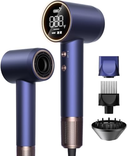 High-Speed Hair Dryer Pro, No Heat Damage & 600 Million Ions Blow Dryer for Hair Care Beyond Salon, Fast Drying & Low Noise, Hairdryer with Diffuser, Nozzle, Comb by AlloomProfessionalHairDryer