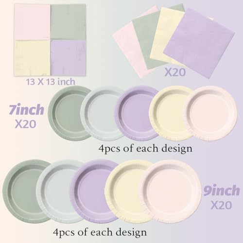 CMUSKO Fairy Birthday Party Decorations - 60pcs Pink Purple Green Plates and Napkins for Spring Wildflower Butterfly Garden Tea Party Tableware Set - Image 4