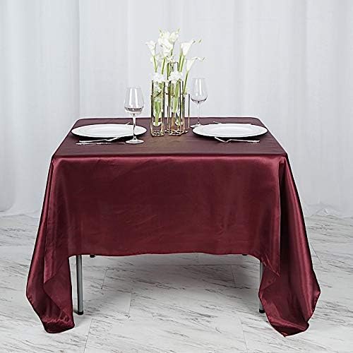Balsa Circle 10 pcs 72x72 inch Burgundy Square Tablecloth Satin Fabric Overlays Linens | Table Cloths Cover for Wedding Party Banquet Reception Events Decoration Kitchen Dining Events Kitchen Dining - Image 5