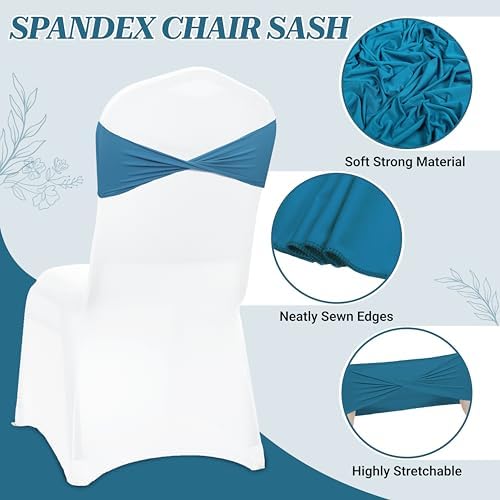 MDS Pack of 75 Spandex Chair Sashes Without Slider Buckles – Dark Teal - Image 3