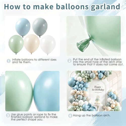 Baby Shower Blue and Green Balloon Arch Kit 129 Pcs - Image 6