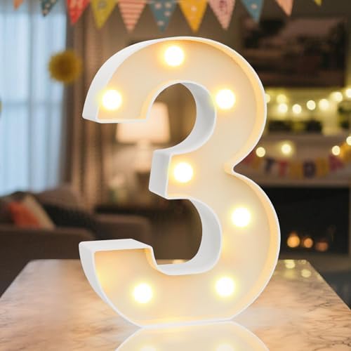 8.86 Inch Marquee Light Up Numbers 3 for Party Decorations by NANXU