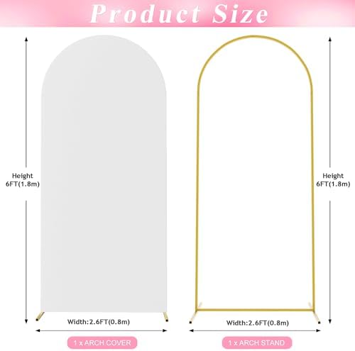 Wokceer 6FT Arch Backdrop Stand and Cover Set,Arch Stand with White Cover - Image 2
