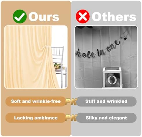 Champagne Backdrop Curtain - 10x10FT Back Drop Curtains for Parties Wrinkle-Free Soft Polyester Backdrop Wedding Decorations Photoground Backdrop Stain-Resistant for Back Drop Stand, 2 Panels - Image 5