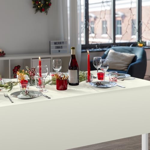 16 Pack Ivory Plastic Tablecloth for Rectangle Tables, Premium Decorative Beige Disposable Table Cloths for Parties, Rectangle Cream Party Table Cover for Birthday Wedding Baby Shower, 54x108 Inch - Image 6
