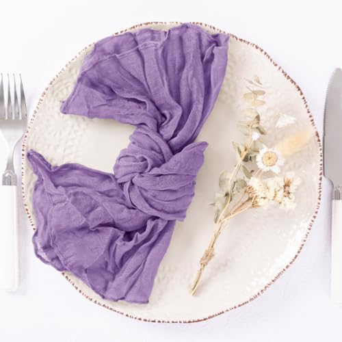 DeZerlor Purple Washable Cheesecloth Napkins Set of 20 for Wedding Party - Image 4