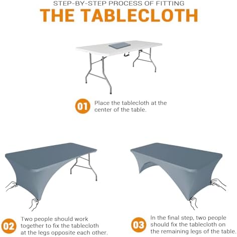 Eurmax USA 2-Pack Spandex Table Cover 4 ft. Fitted 30+ Colors Polyester Tablecloth Stretch Spandex Table Cover-Table Toppers,4 FT Table Cover Open Back (Silver Gray) - Image 5
