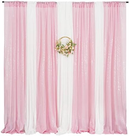 Poise3EHome 2Pcs 2Ft x 8Ft Pink Sequin Backdrop Curtains,Glitter Photography Background for Party Birthday Party Baby Shower Wedding Christmas Thanksgiving Holiday Festival Decor - Image 6