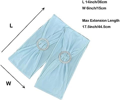 Spandex Chair Sashes Bands, Baby Blue, 50PCS - Image 4