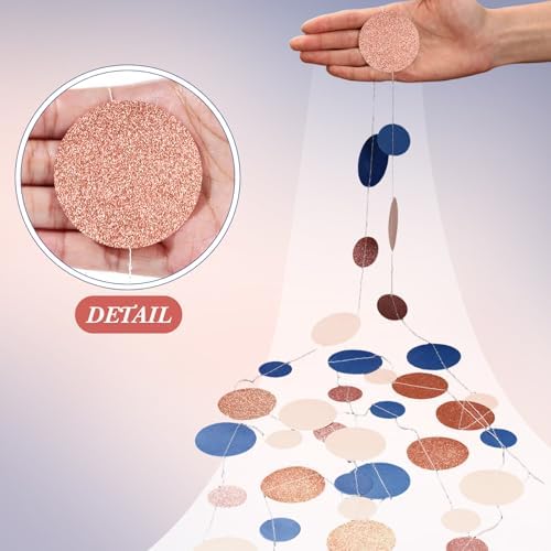 Outus 5 Pieces Blue,Pink,Rose Gold Round Dots Garland Party Hanging Decor - Image 3