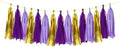 ZOOYOO Shiny Tassel Garland Tissue Paper Tassel Banner Table Decor,DIY Kits for Birthday,Wedding,Bridal Shower,Bachelorette,Graduation,Anniversary,Party Decorations,Pack of 15(Purple Gold) by ZOOYOO
