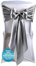 Leading Linens 10 pcs Silver 108"x8" Satin Bow Sash Chair Cover Decoration by LeadingLinens