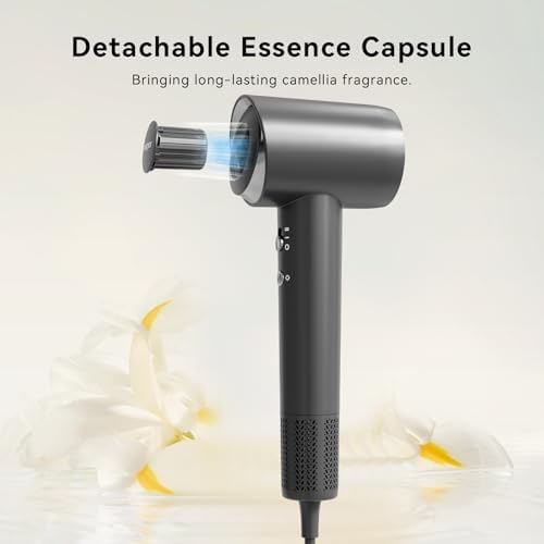 MIAMOR High-Speed Hair Dryer with 130,000 RPM Brushless Motor, 400M Negative Ions Blow Dryer for Fast Drying, Lightweight Quiet Ionic Hairdryer with Magnetic Nozzle & Fragrance Capsule (Grey) - Image 3