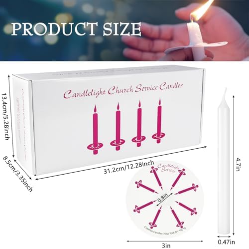 200 Pack 4 Inch White Church Taper Candles with Drip Protectors - Image 7