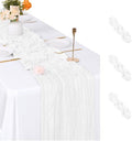 3 Pack White Cheesecloth Table Runner, 17 x 108 inch, Semi Sheer Boho Cheese Cloth Fabric Table Runner Bulk for Wedding, Birthday, Party, Holiday, Home Decor (White) by ACSUIT