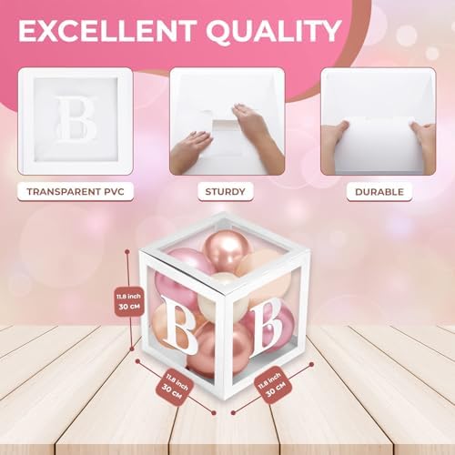 44-Pc Baby Shower Boxes & Balloons, Gender Reveal - Dusty Pink, Sand & Nude - Image 4