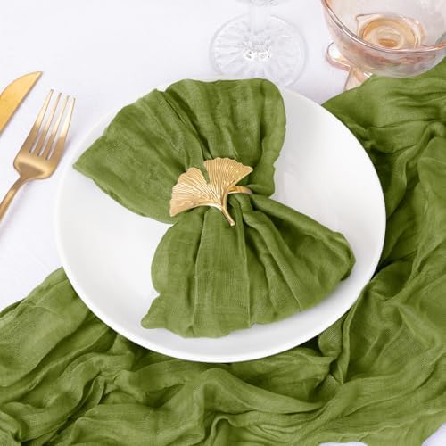 DeZerlor Olive Green Washable Cheesecloth Napkins Set of 12 for Party - Image 2