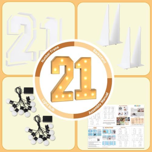 imprsv 21 Marquee Numbers, 3FT Light Up Numbers for 21st Birthday Decor - Image 5